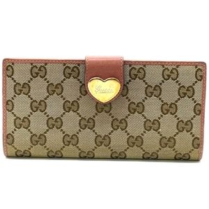 GUCCI Monogram Heart Continental Wallet with Pink Leather interior and Trim